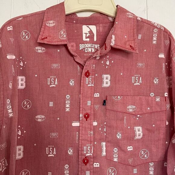 Brooklyns Own by Rocawear Mens Size XL Button Front Shirt Red Long Sleeve - Picture 2 of 11